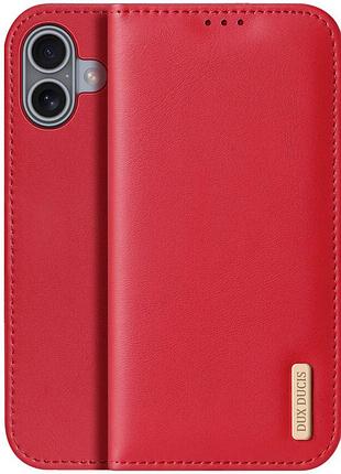 Чехол dux ducis hivo для iphone 16 книжка с карманом для визиток айфон 16 red