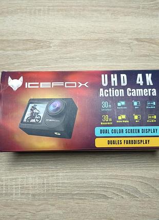 Экшн-камера icefox i8 uhd 4k со стабилизацией eis, 2 экрана, wi-fi + пульт, 2 аккумулятора и полный комплект аксессуаров