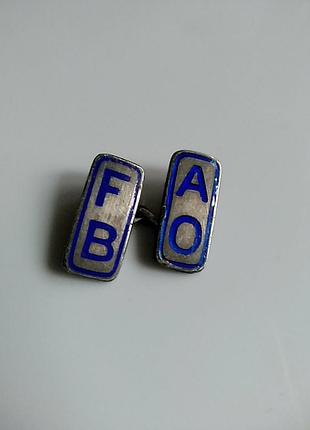 Ao fb bm. серебряная запонка с эмалью. одна 1.8х0.4