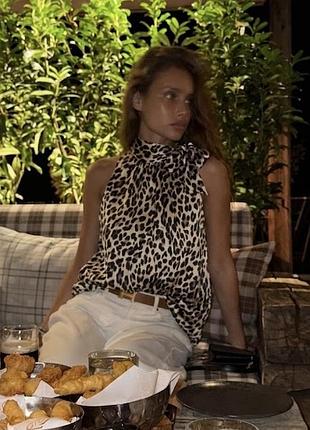 Леопардова блуза з бантом f&f | стиль mob wife / coquette zara