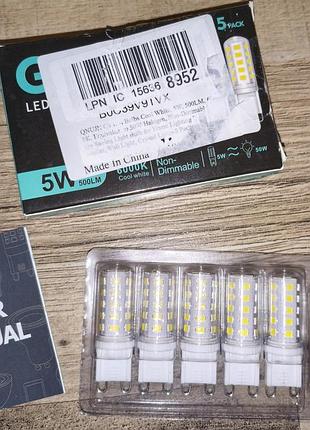 Світлодіодні led лампи g9 5w (50w) 6000k qnujn, набір 5 шт. (нові)
