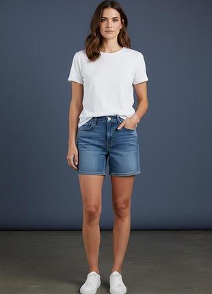 Жіночі джинсові рівні шорти levi’s оригінал темно синього кольору м-л