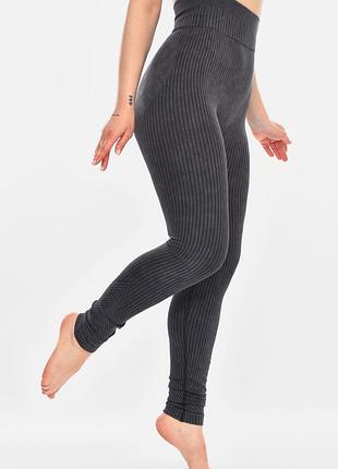 Лосины женские однотонные в рубчик тёмно-серого цвета р.3xl-6xl 215104k