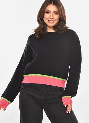 Светр жіночий в'язаний чорного кольору р.onesize 213672k