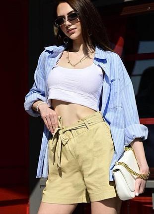 Шорты женские jinbaolai пояс 30 бежевые