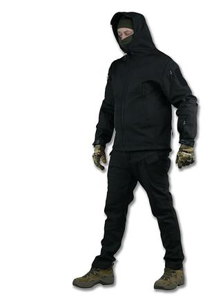 Тактический демисезонный костюм softshell черный