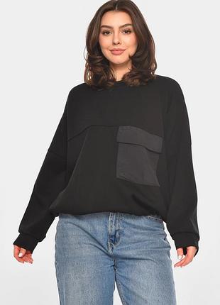Кофта жіноча однотонна чорного кольору р.onesize 214028k