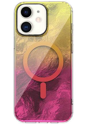 Яскравий чохол shiny mountain (блискуча гора) для apple айфон 11 з технологією magfit yellow / pink