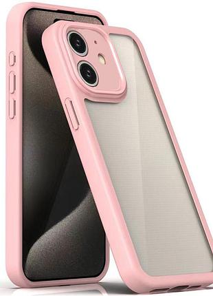 Чехол tpu transparent, colour 1.5 мм для apple айфон 12, прозрачный силиконовый чехол с цветным бампером pink