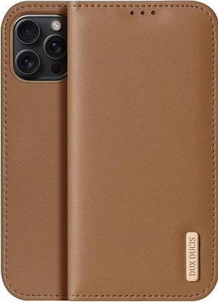 Чехол dux ducis hivo для iphone 16 pro книжка с карманом для визиток айфон 16 про brown