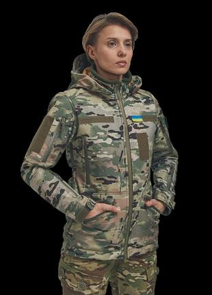 Зимняя утепленная женская fs куртка-трансформер soft shell 2в1, мультикам