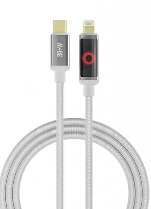 Кабель usb yoki sm33 smart pulse type-c to ip 30w 1.2m білий