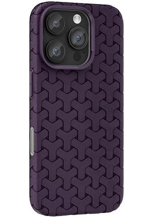 Стильный плетёный чехол tpu weaving для apple айфон 16 pro max текстурный защитный бампер purple