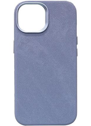 Чехол-накладка denim magsafe для apple iphone 14 pro max с текстильной фактурой под джинс light blue