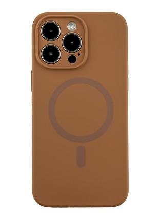Чохол glow silicone case full camera with magsafe для iphone 14 pro max new brown