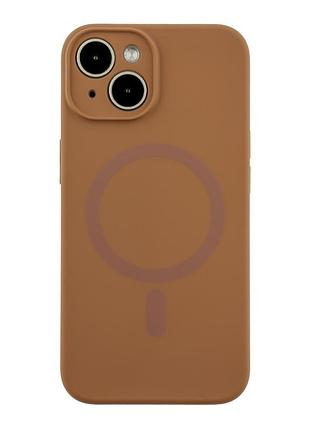 Чохол glow silicone case full camera with magsafe для iphone 14 new brown