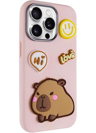 Чохол tpu leather toys для apple iphone 13 pro (6.1") capybara / pink