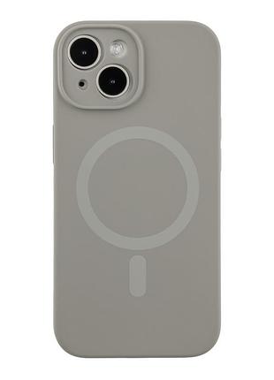 Чохол glow silicone case full camera with magsafe для iphone 15 titanium grey