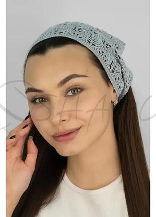 Косынка ажурная бандана женская котоновая braxton 1574 светло-серый