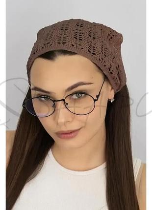 Косынка ажурная бандана женская котоновая braxton 1574 коричневый