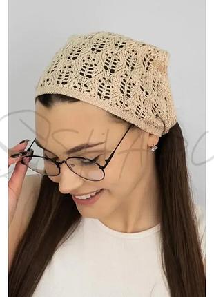 Косынка ажурная бандана женская котоновая braxton 1574 бежевый