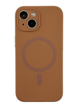 Чохол glow silicone case full camera with magsafe для iphone 15 new brown