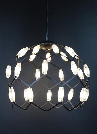Люстра светодиодная подвесная led светильник для квартиры на потолок лэд 26314 черный 42-200х40х40 см.