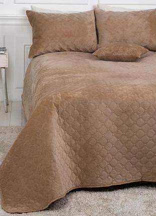 Покрывало полуторное теп velour ромб круглый 4-00515-22470 150х210 см золотой беж