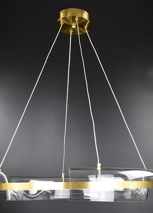 Люстра светодиодная подвесная led светильник для квартиры на потолок лэд 26891 латунь 30-150х60х60 см.