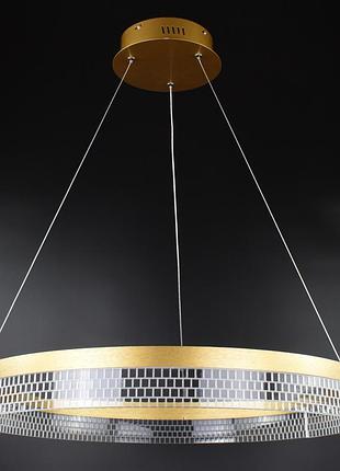 Люстра светодиодная подвесная led светильник для квартиры на потолок лэд 26820 золото 40-140х60х60 см.