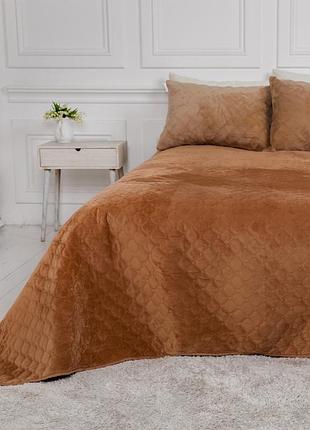 Покрывало евро теп velour ромб круглый 4-00517-22389 220х240 см кофейное