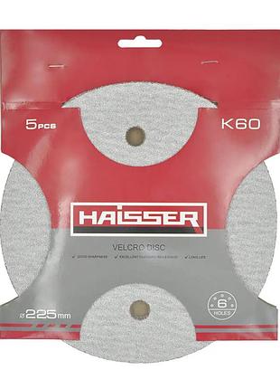 Круг шлифовальный самоклеящийся с отверстиями к60 haisser 131944 5 шт 225 мм