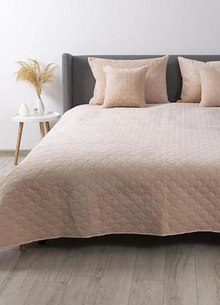 Покрывало двуспальное теп velour ромб круглый 4-00517_22422 220х240 см пудровое