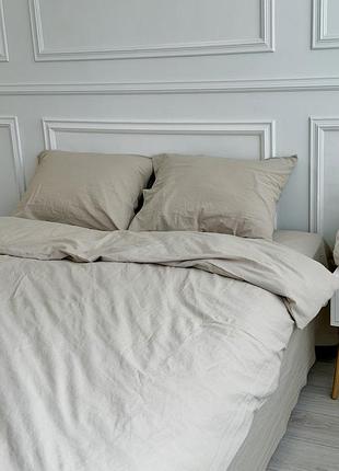 Постельное белье евро dushka home вареный хлопок премиум 21666 200х220 см песчано бежевое