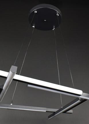 Люстра светодиодная подвесная led светильник для квартиры на потолок лэд с пультом 27993 черный 30-100х67х67 см.