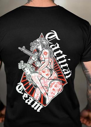 Мужская тактическая футболка selion tactical черная (влагоотводящая военная футболка милитари)