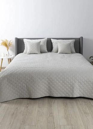 Покрывало двуспальное теп velour ромб круглый 4-00516-22425 180х240 см светло-серое