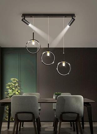 Люстра світлодіодна стельова led світильник для квартири на стелю лед 26836 чорний 30-150х6х80 см.