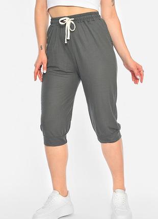 Бриджи женские батальные темно-серого цвета р.7xl/8xl 179876k