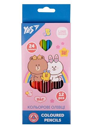 Набір кольорових олівців yes line friends 290713 24 кольори