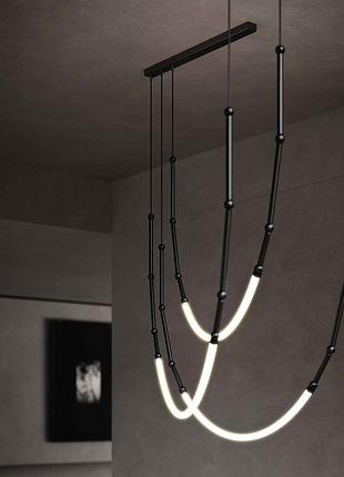 Люстра светодиодная подвесная led светильник для квартиры на потолок лэд 27251 черный 50-130х80х80 см.