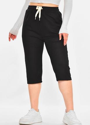 Бриджи женские однотонные черного цвета р.9xl/10xl 213075k