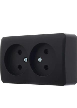 Розетка двойная без заземления lezard viola антрацит (751-4200-128b)