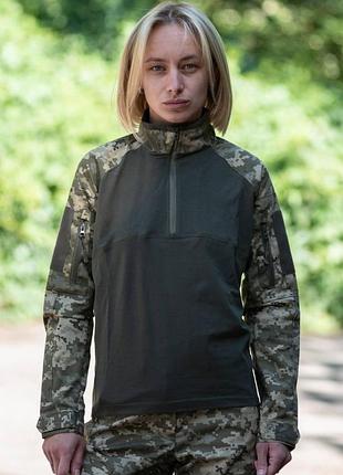 Женская тактическая рубашка-убакс эластан premium mm14 military