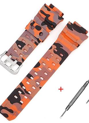 Ремешок для casio g-shock gw-9400/9300 camo orange si