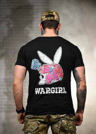 Мужская тактическая футболка selion wargirl черная (влагоотводящая военная футболка милитари)