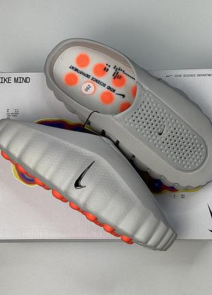 Тапки nike mind 001 светло-серые унисекс мужские женские премиум слипоны найк мэнд мин 001 45