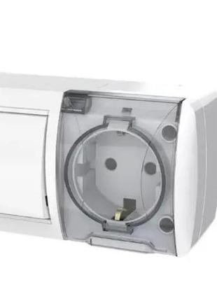 Блок right hausen berta розетка 1-я с/с + выключатель 2-й внешний ip54 белый hn-013211 new