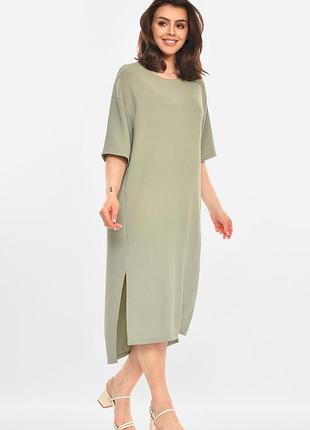 Платье женское однотонное оливкового цвета р.onesize 214255k