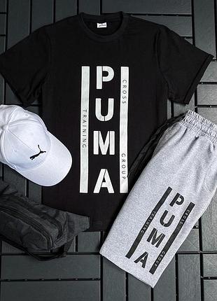 Мужской комплект 3в1 puma n4 (футболка + шорты + кепка) l